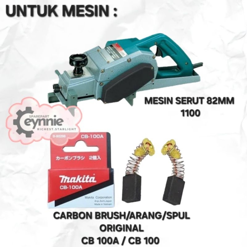 CARBON BRUSH MESIN SERUT KAYU 82MM 1100 MAKITA CB 100A ORIGINAL ARANG SPUL MESIN SERUT KAYU 82MM 110