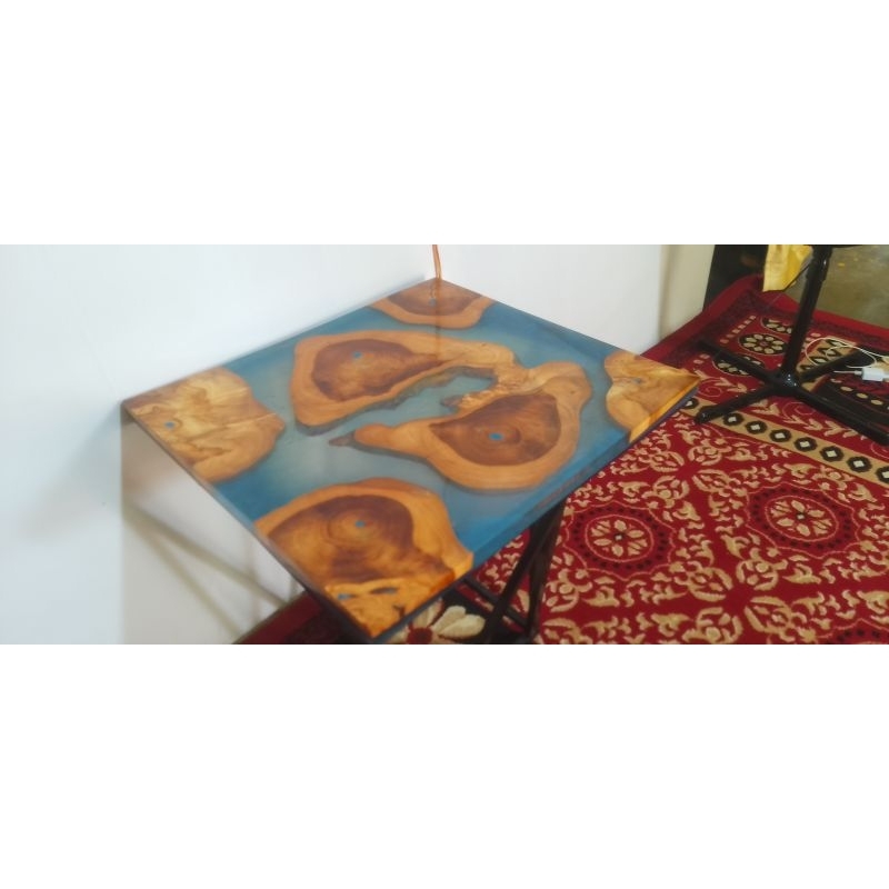 meja resin meja kopi jati minimalis