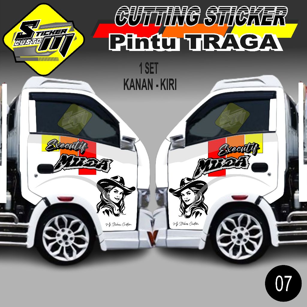 CUTTING STICKER PINTU SAMPING MOBIL PICKUP TRAGA  ,ELF DLL CAPLIN  07