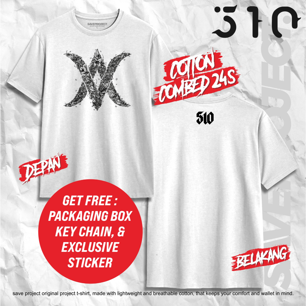 SAVE Project | 510 Merch "FLORAL" | Kaos Band 510 | T-Shirt 510 | Kaos Metal | Kaos Distro Kaos Pria