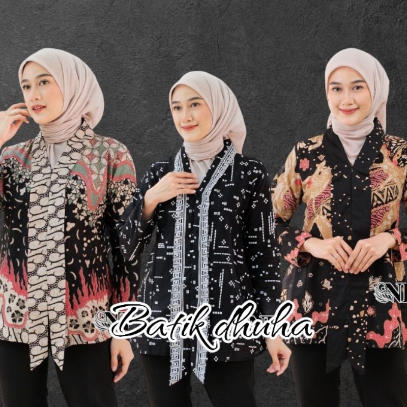 blouse batik wanita modern  blus kekinian warna hitam