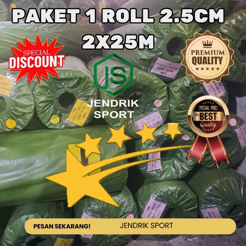 Paket rumput sintetis 1 roll 2.5cm uk 2×25m