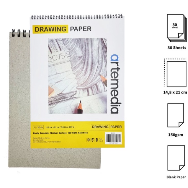 

Penjualan Khusus Buku Gambar Sketsa Artemedia 15 gsm Drawing Paper Book A5 A4 Wire Bound Sketchbook