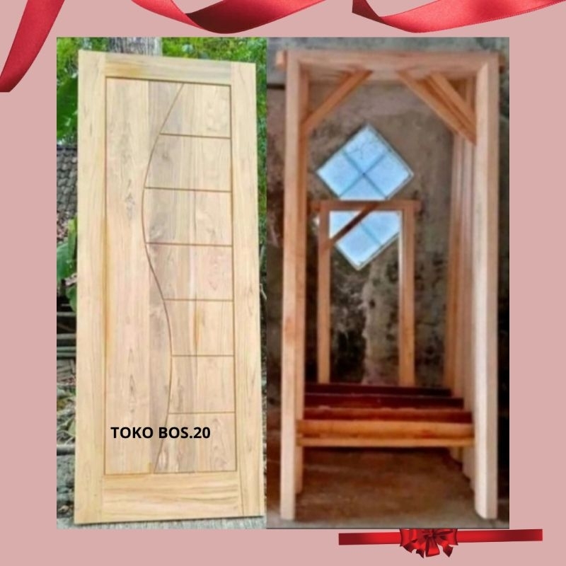 Pintu+Kusen Rumah Minimalis Motif Garis S Pintu Depan Pintu Kamar Kayu