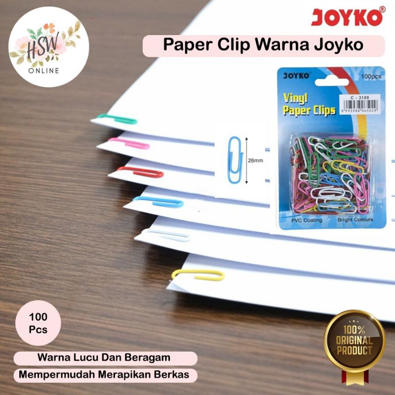 

Klip Kertas Kecil Paper Clip Joyko Warna Warni Penjepit Kertas Clips