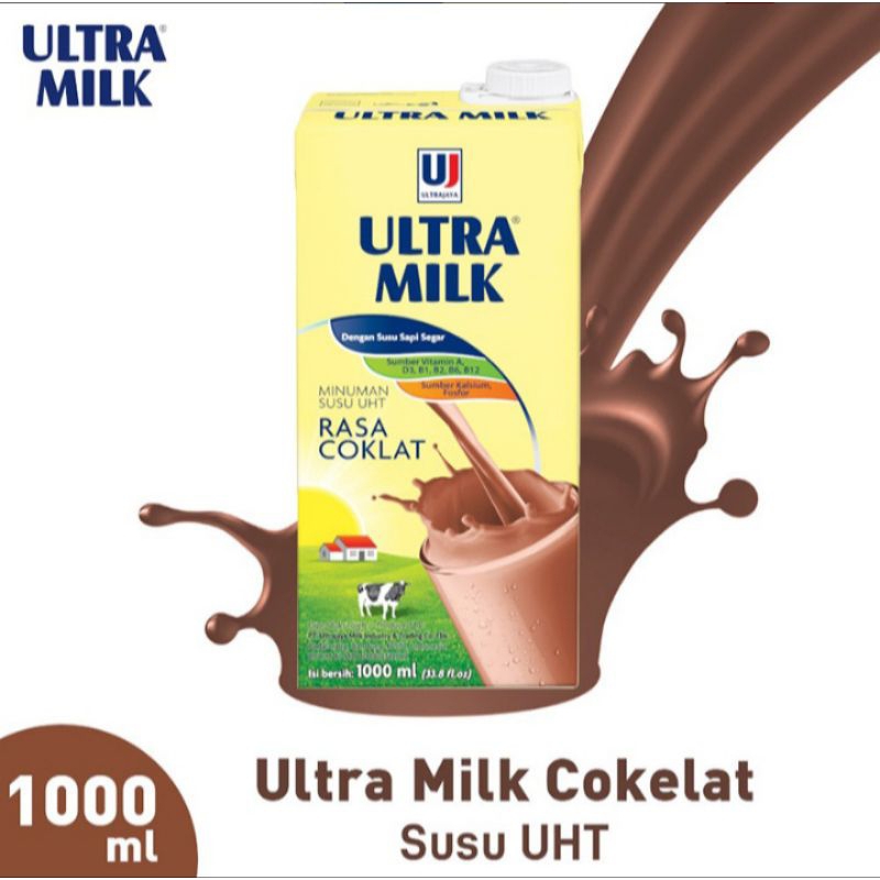 

Ultra Milk Susu UHT Susu Cair 1 Liter 1000ml Rasa Coklat/Full Cream