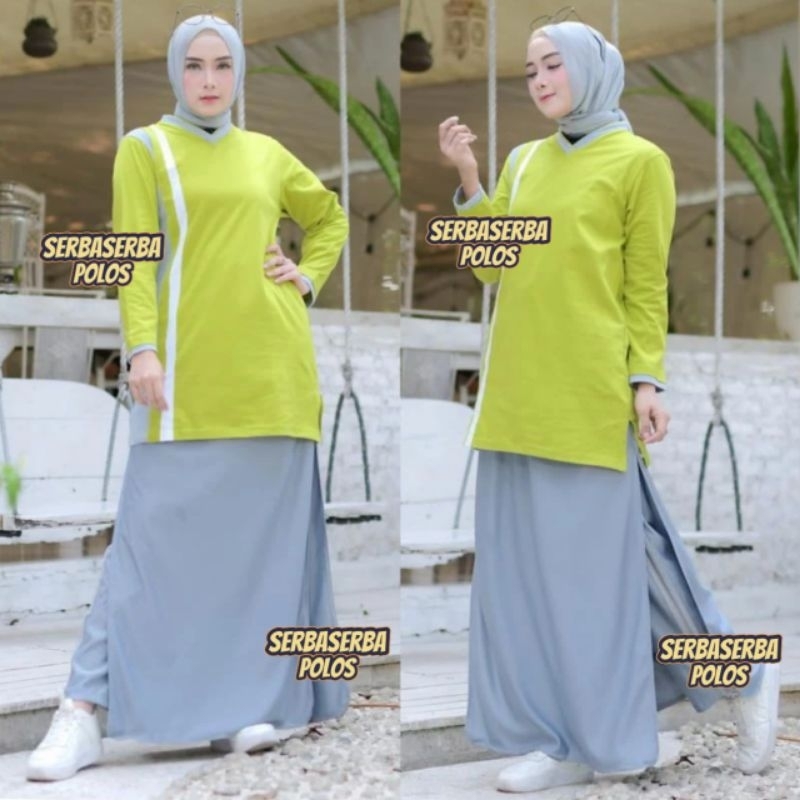 ROCELA setelan tunik rok/setelan olahraga tunik rocela/rok celana