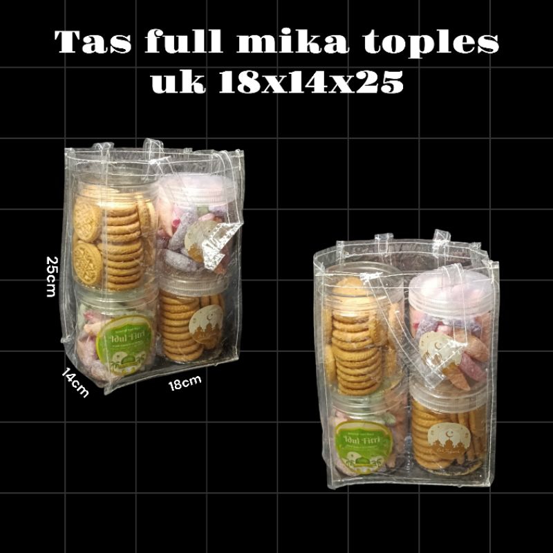 

Tas full mika toples uk 18x12x24 untuk bingkisan/hampers