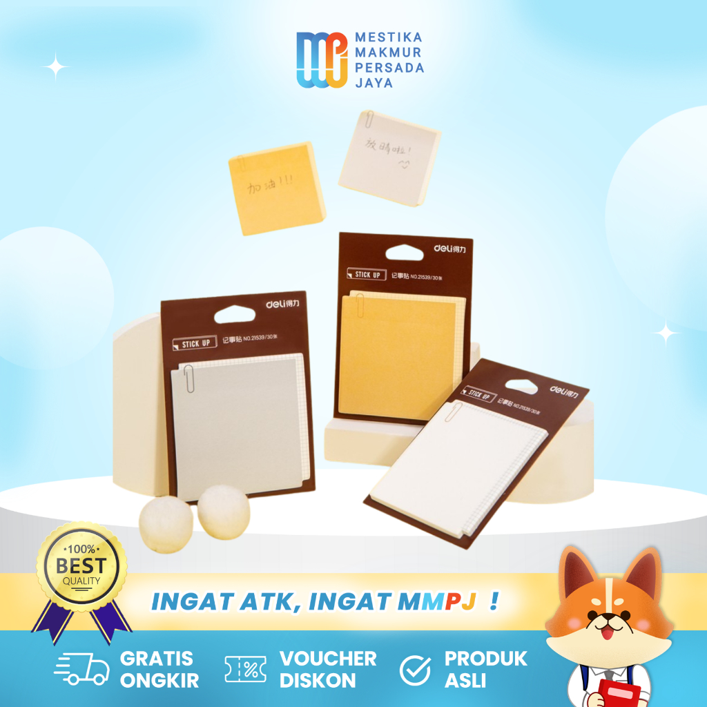 

Deli Sticky Notes Aesthetic 30 Lembar 8x8 cm / Sticky Note Lucu Daya Rekat Kuat