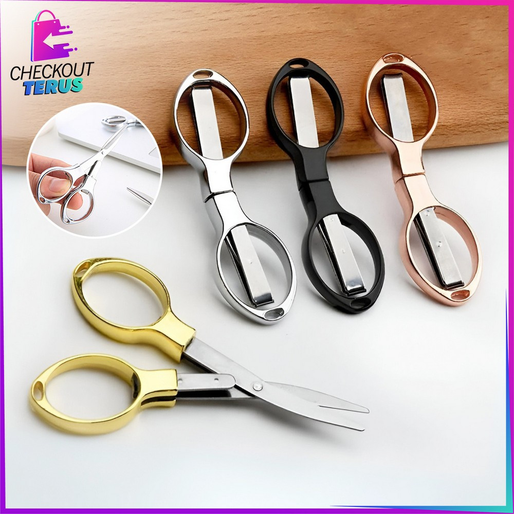 

CT C1199 Gunting Lipat Mini Portable Serbaguna Stainless Steel Gunting Travel Model Kacamata Anti Karat