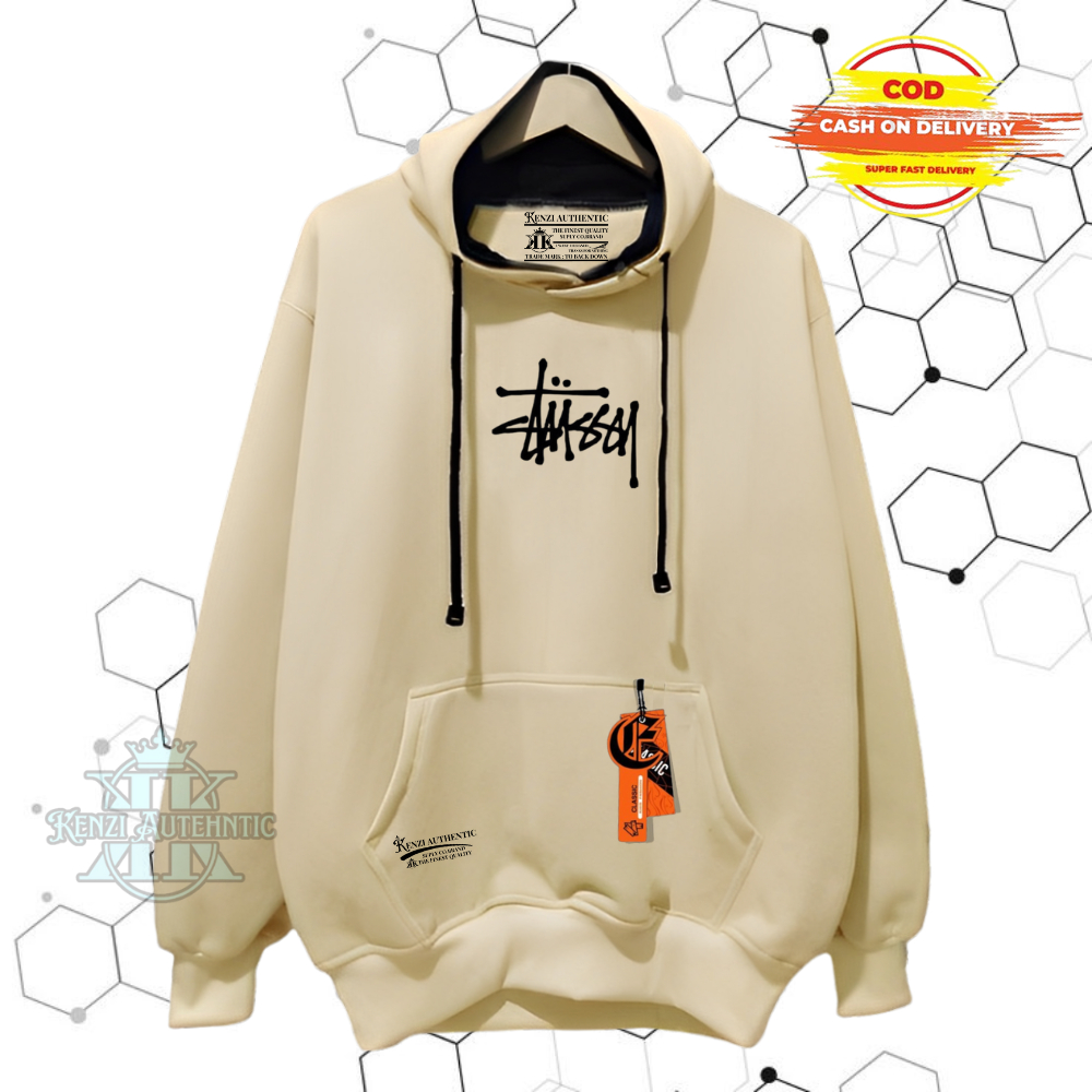 Sweater Hoodie Premium Pria Distro Sablon Stusy Warna Cream Original Tebal Size M L XL XXL Hodie Lak