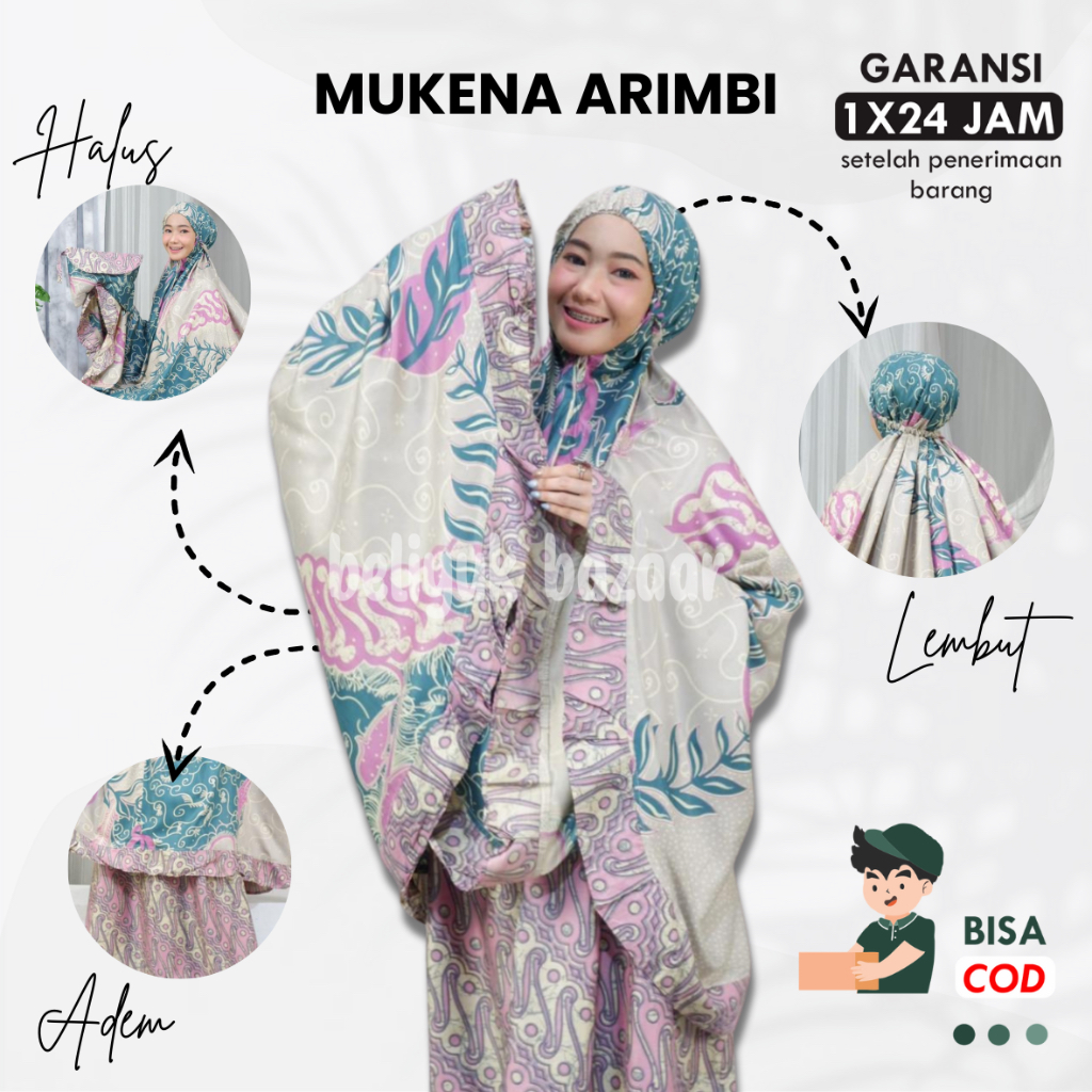 Mukena Mukenah Dewasa Batik Premium Motif Jumbo Traveling Terbaru Arimbi Beliyukbazaar