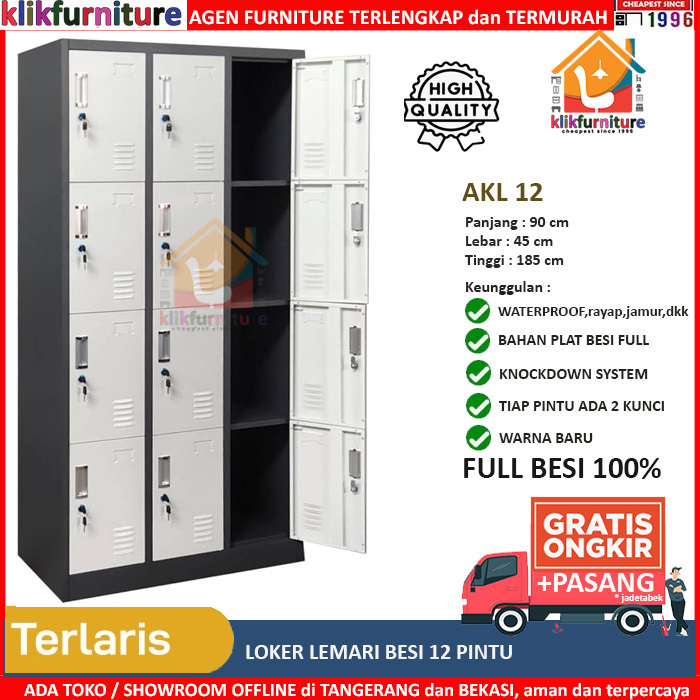Lemari Loker Locker Cabinet 12 Pintu Full Besi AKL 12