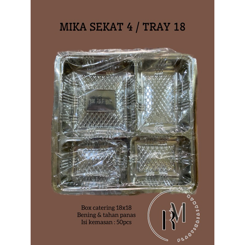 MIKA SEKAT 4 UNTUK BOX NASI / KOTAK NASI UK 18x18 isi 50pcs
