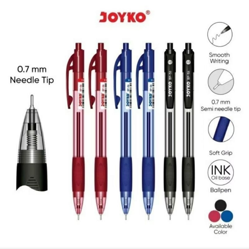 

Pulpen Joyko BP-56 Needle Tip 0,7mm (1 pak isi 12 pcs)