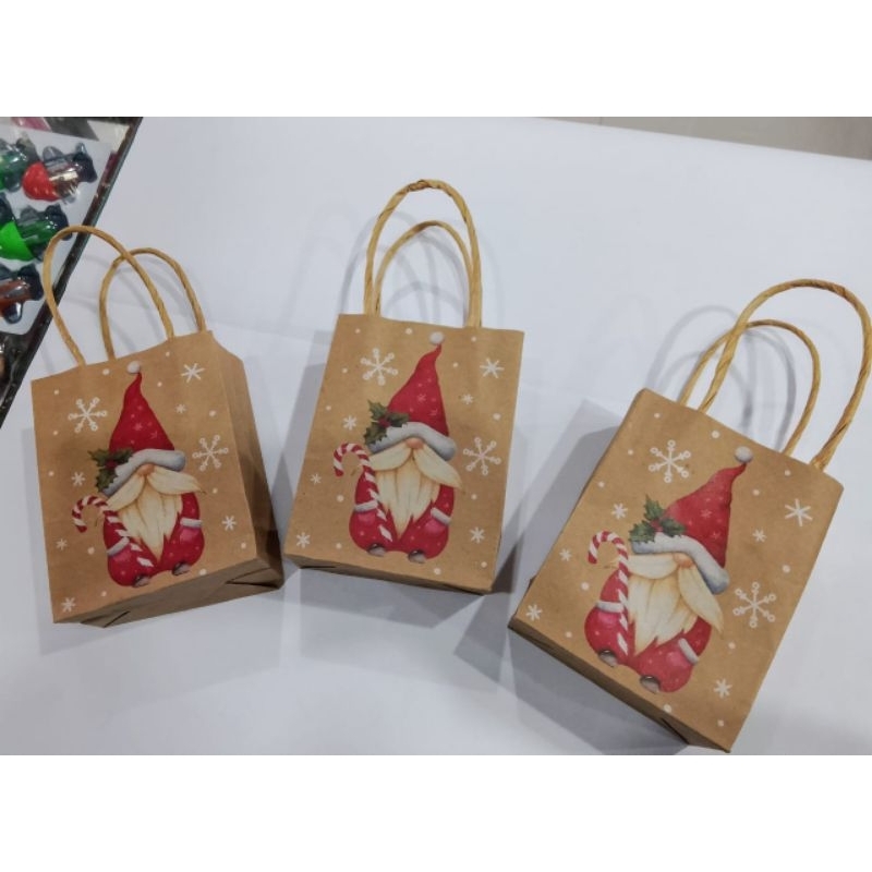 

Paper Bag Natal Teng-Teng Kertas Kraft Mini / Kantong Bingkisan Hadiah Natal Mini