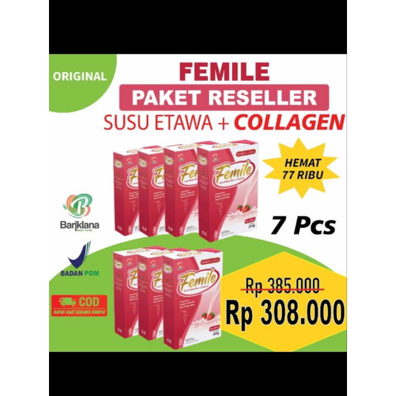 

Paket reseller 7 box femile susu etawa plus collagen 200 gram dairy milk