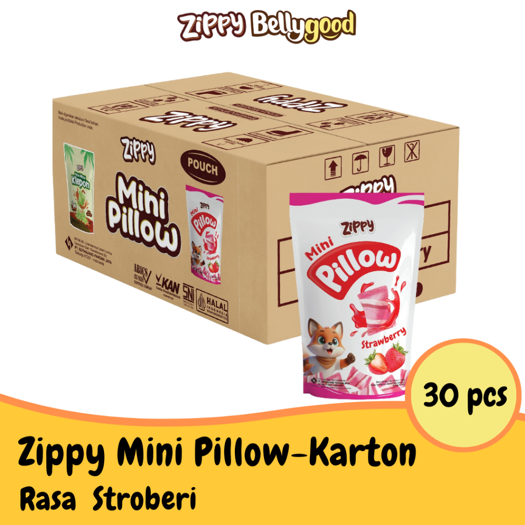 

ZIPPY Mini Pillow Stroberi Kemasan Karton Isi 30 Pouch