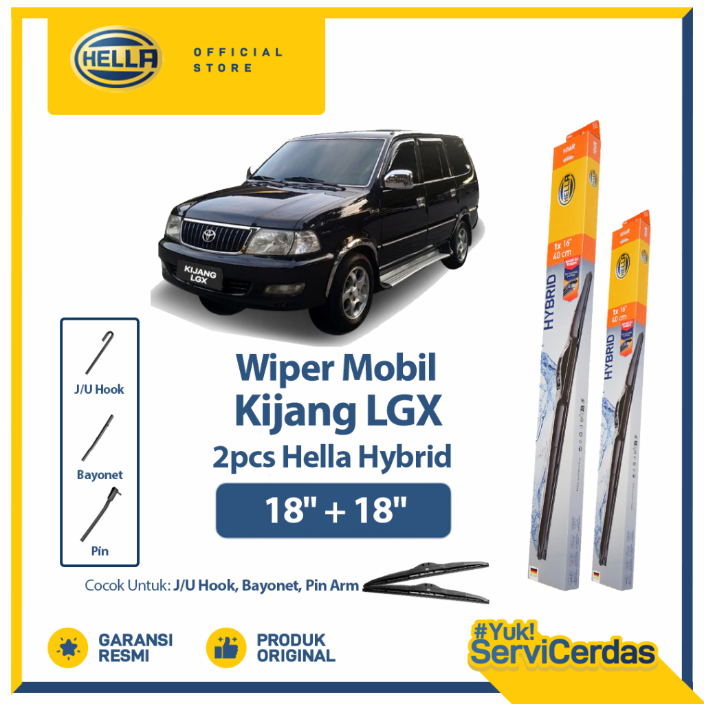 Wiper Mobil TOYOTA Kijang kapsul LGX 18”+18”(2pcs) - HELLA Hybrid