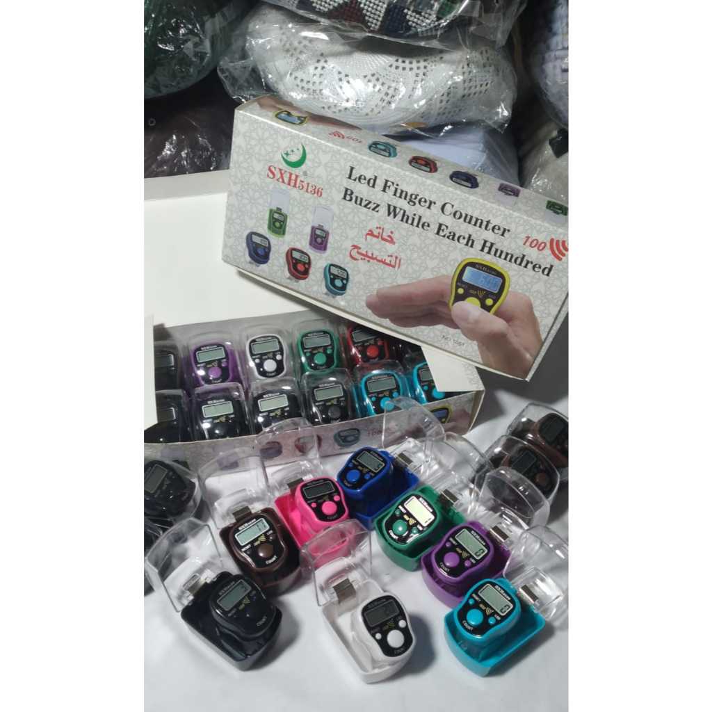 Grosir - Tasbih Digital Alarm Cincin LED Alat Hitung Digital Finger Counter 1051| Basmalah Muslim