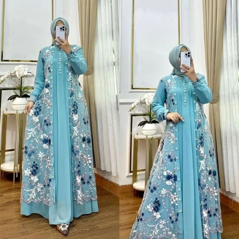 ANATA DRESS - BAJU DRESS GAMIS CERUTY BABYDOLL MIX BRUKAT BROKAT PESTA KONDANGAN ARISAN NIKAHAN LEBA