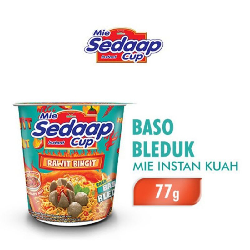 

Sedaap Mi Instan Cup Rawit Bingit Bakso Bleduk 77 g