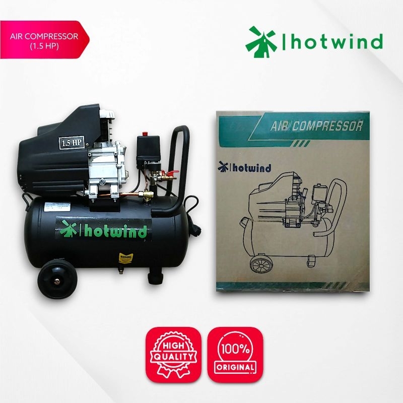Kompresor Angin Listrik 1,5HP 25 Liter HOTWIND Oil Kompresor Oli 1100Watt