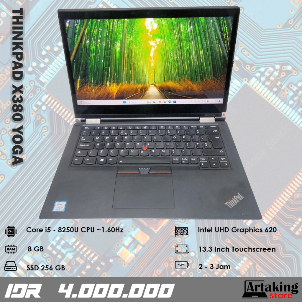 Layar Sentuh - Lenovo Thinkpad X380 Yoga - Core i5 - Gen 8 th - Ram 8 GB - SSD 1 Tera