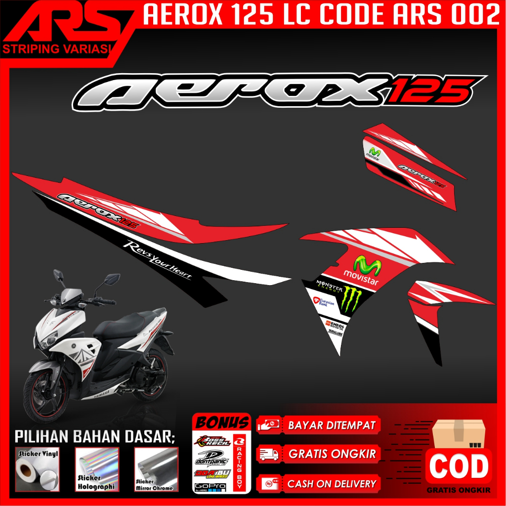 Striping List Variasi Aerox 125 LC -Stiker Striping Aksesoris Motor Aerox 125 LC variasi monster 002