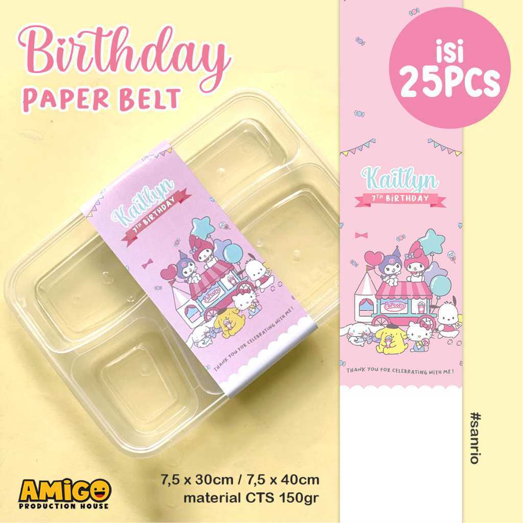 Paper Belt Ulang Tahun Birthday Paper Sleeve Label Kids Bento Souvenir Anak