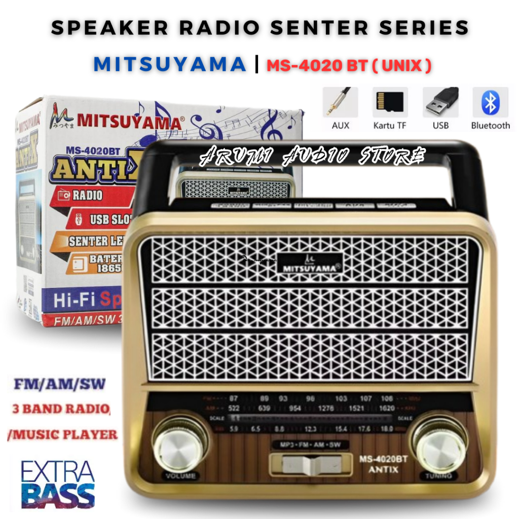 Radio Senter Portable Mitsuyama Ms-4020bt Antix | Radio Speaker Senter Led Bluetooth Mp3 Rechargeabl