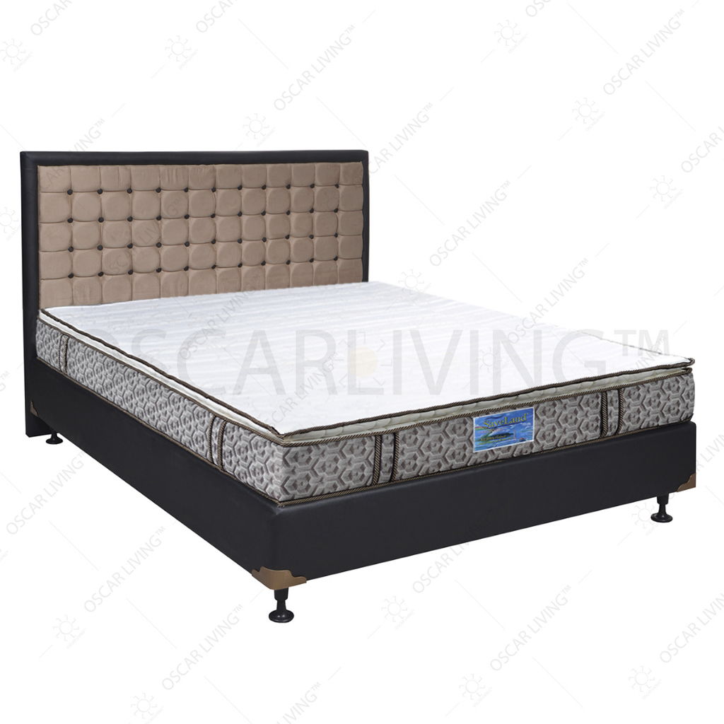 SaveLand Kasur Busa Rebounded Ultra Super Pillowtop Tebal 25 Cm Putih Set Oreo Hb Victoria Fullset -