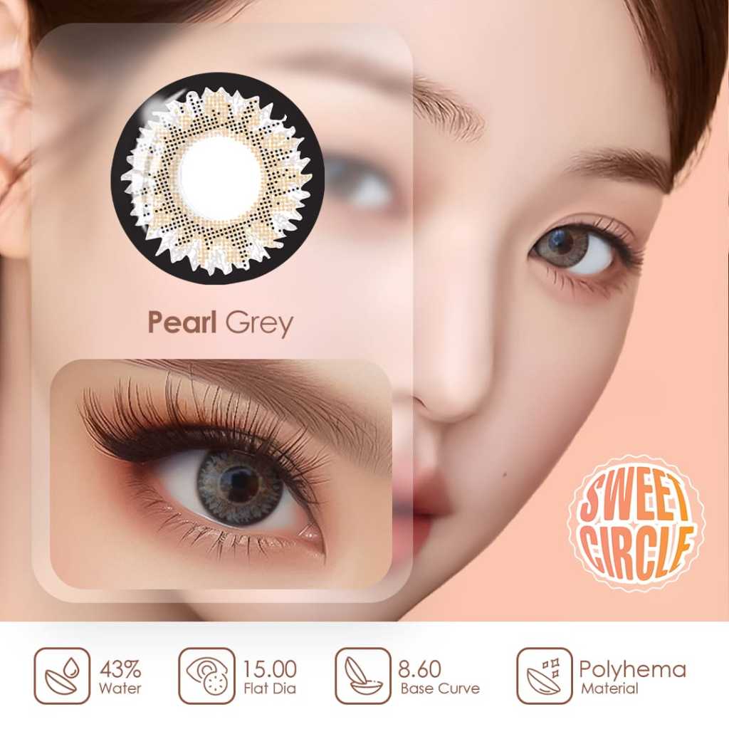 NEW SOFTLENS SWEET CIRCLE - PEARL GREY / DARK CHOCO 15.00MM (NORMAL S/D -10.00)