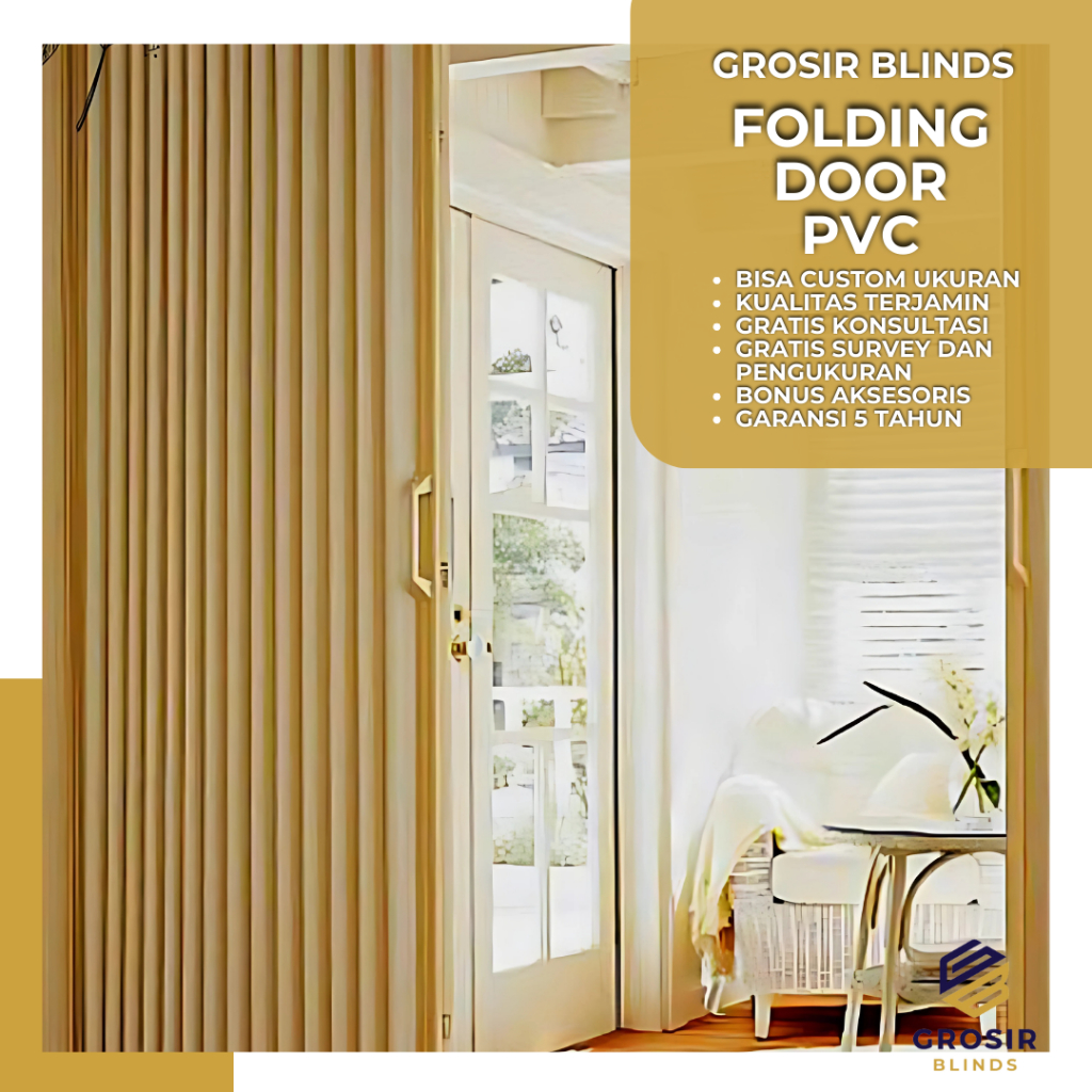 Folding Door PVC Harga Grosir Pintu Lipat Penyekat Ruangan Sistem Sliding
