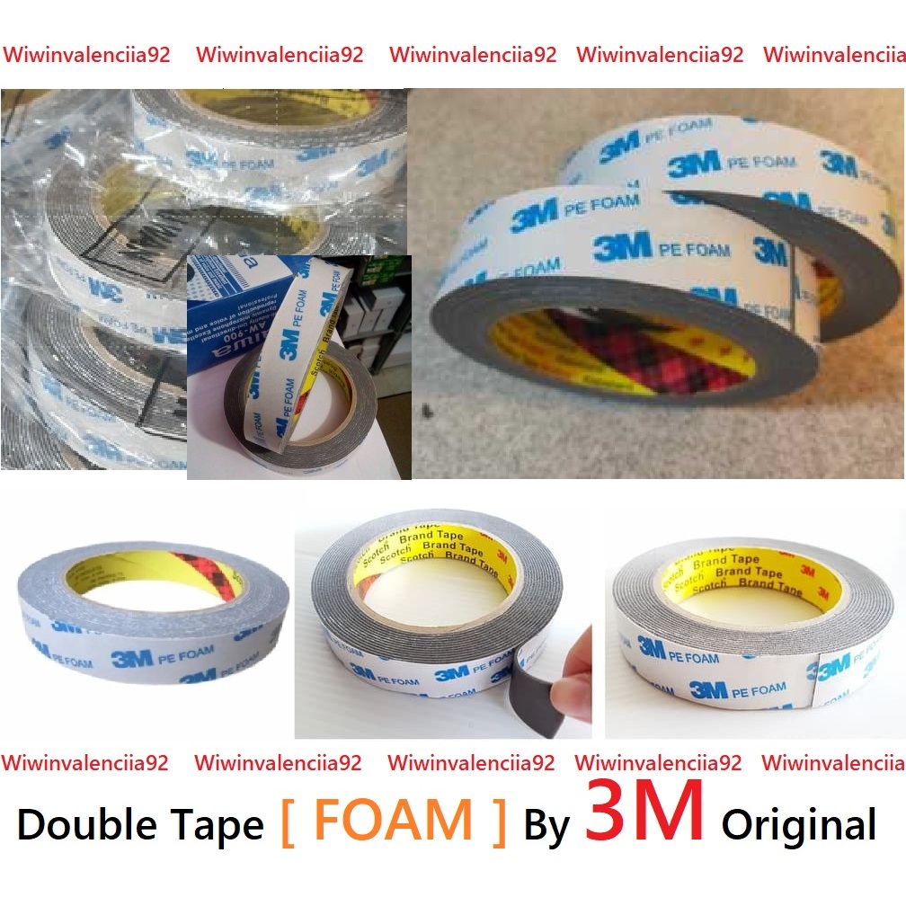 3M ASLI 1600 T  Tebal Uk 20MM 5 Meter Tape Double Tip PUTIH FOAM Lakban Super Perekat Lengket Sisi 2