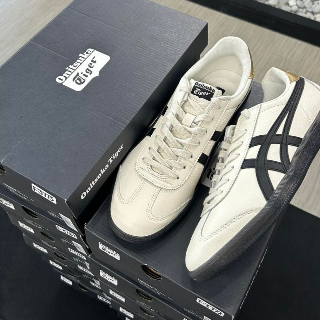 sepatu onitsuka tokuten cream black gold strip hitam sneakers casual pria wanita
