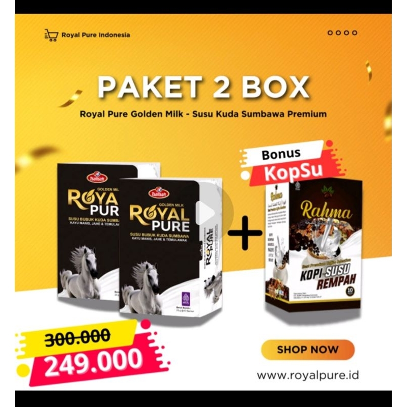 

Susu Kuda Sumbawa Golden Milk Royal Pure Susu Bubuk,2Box+1box kopi susu rempah Isi 10 Sachet (Beli 2 Gratis Kopi Susu rempah)