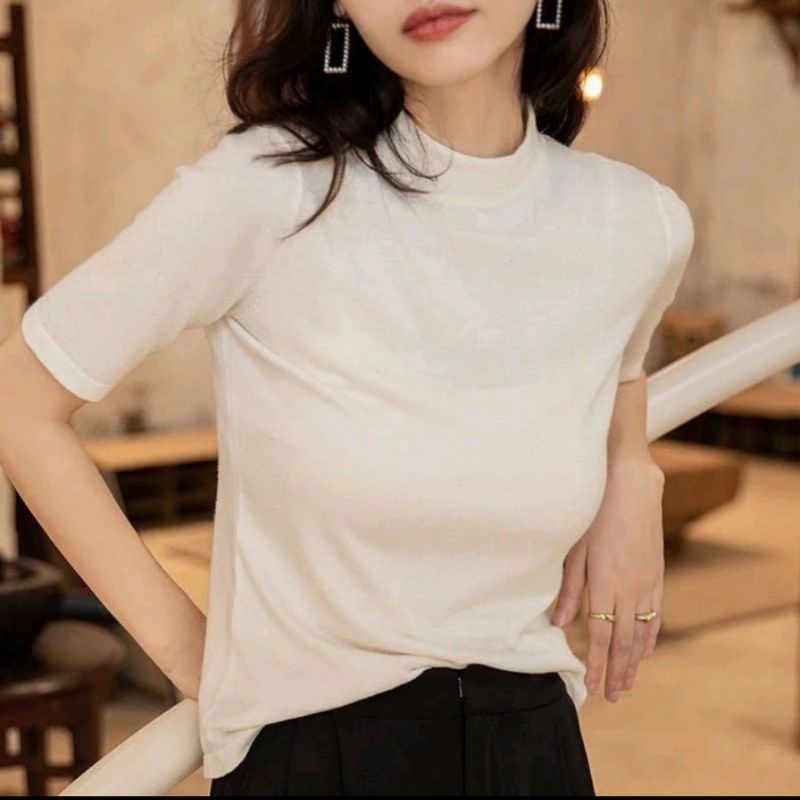 Kaos Kerah Tinggi Lengan Pendek / Dalaman Kaos / Inner Kerah Tinggi / Turtleneck Lengan Pendek