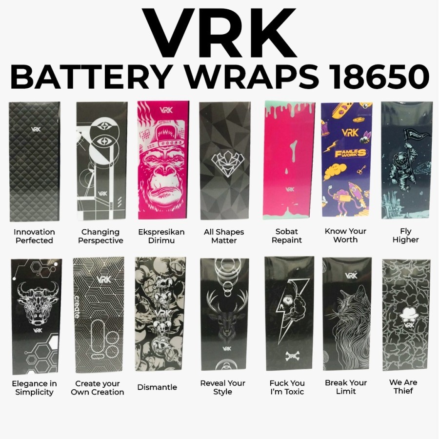 VRK BATTERY WRAPS LIMITED EDITION 18650 ORIGINAL PREVA - BATERAI WRAP VRK