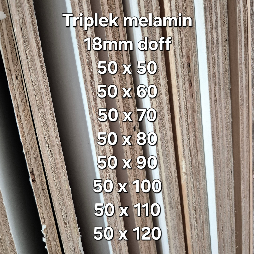 Triplek melamin putih custom 18mm doff 1 sisi lebar 50 cm