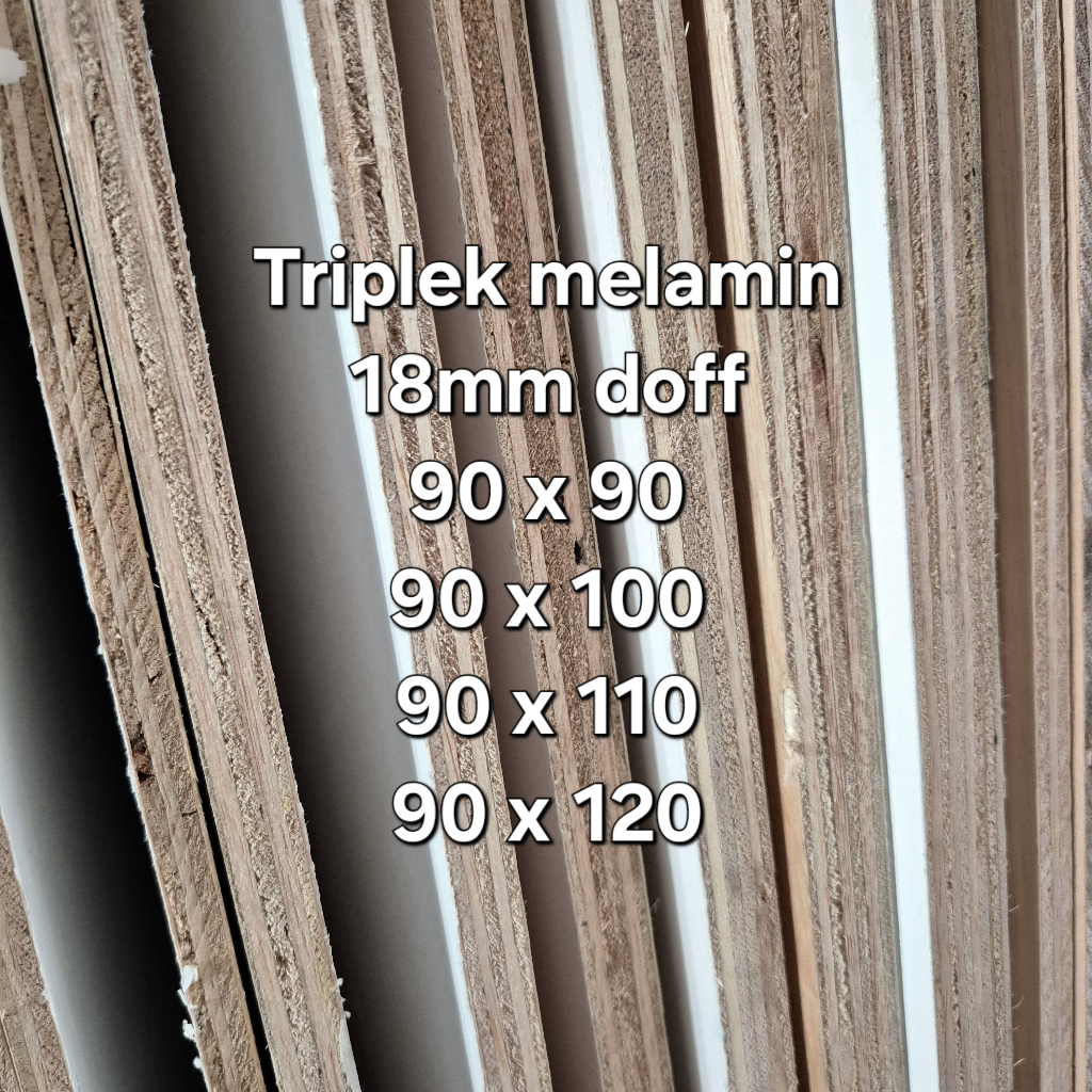 Triplek melamin putih custom 18mm doff 1 sisi lebar 90 cm