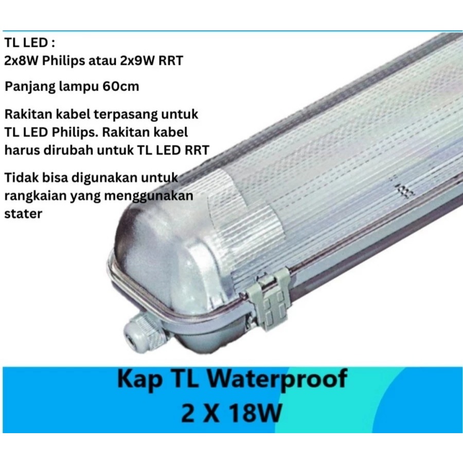 [JUAL RUGI] Kap Lampu Philips 2x18 2x18W TL LED 2x8W IP65 / Cover Lampu Philip