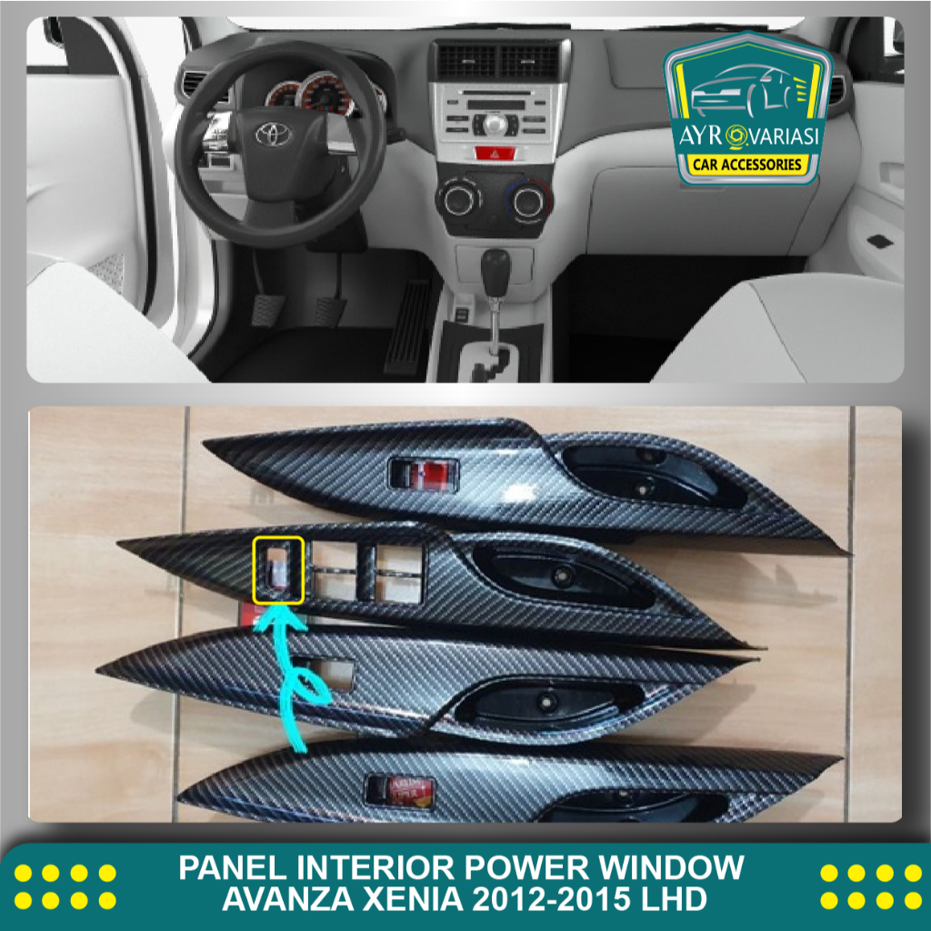 Panel Interior Power Window Avanza Xenia Veloz 2012-2015 LHD Stir Kiri Carbon Wood
