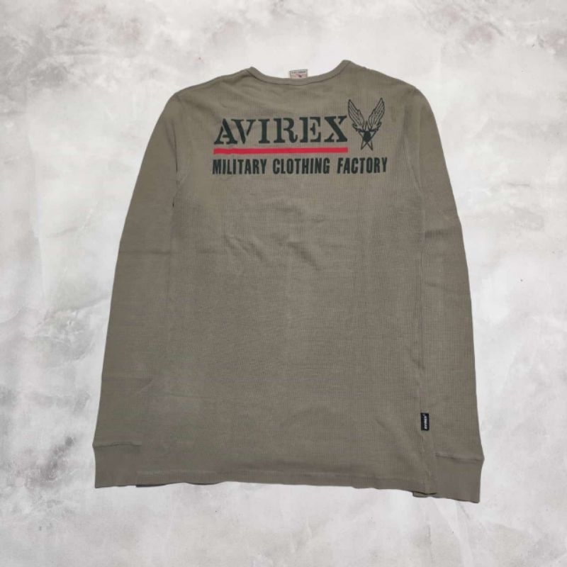 Baju kaos tangan panjang longsleeve army military avirex hijau army