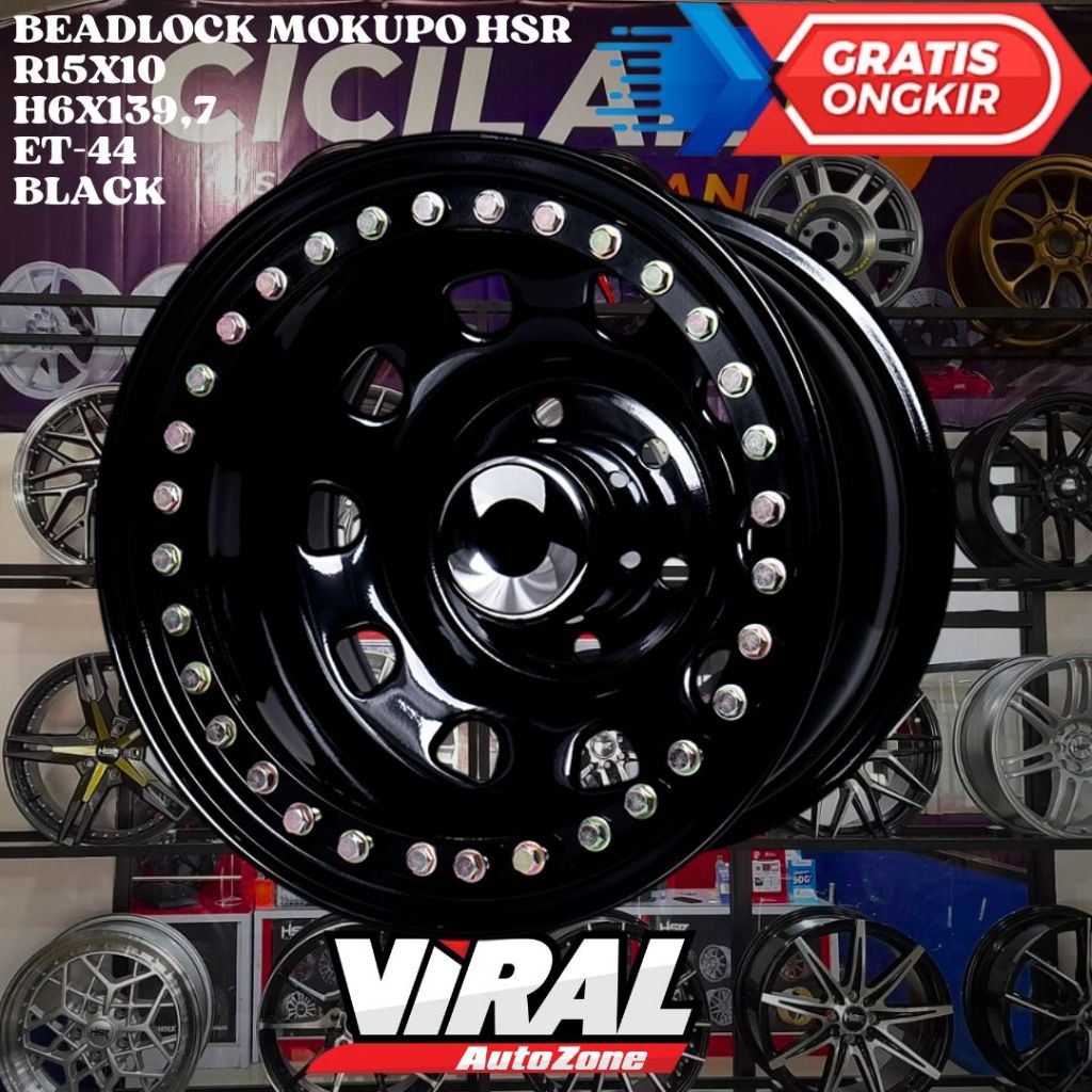 Velg Mobil BEADLOCK STEEL RING 15 HSR MOKUPO R15 UNTUK HARDTOP LC RANGER TERRANO BLAZER