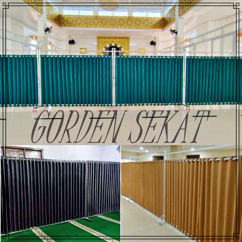 Gorden Hordeng Sekat Mesjid Ruang Tamu Panjang 280 Cm Bahan Blackout Tebal