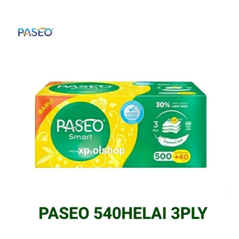 Tisu Tissue Wajah Paseo Facial 540helai 3ply - Hygienis, Xtra Kuat, Xtra Lembut