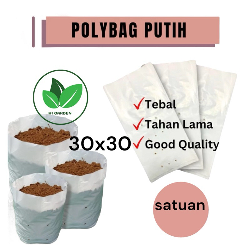Polybag Putih 30x30 Polibag Tebal tahan polybag hidroponik
