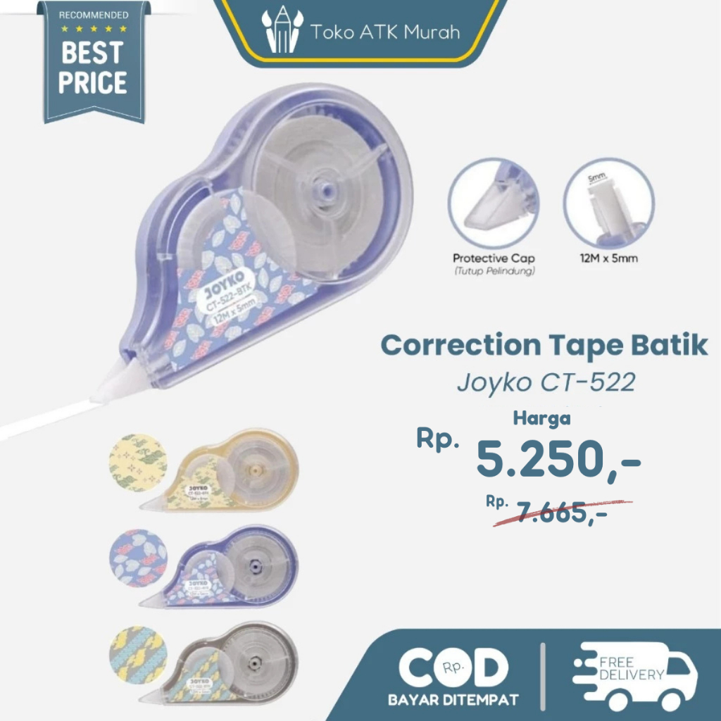 

Correction Tape Joyko CT-522 Batik Pita Koreksi Tipe-X