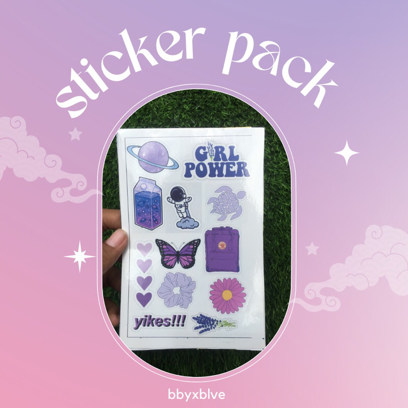 

Purple Sticker Pack Aesthetic Glossy Paper